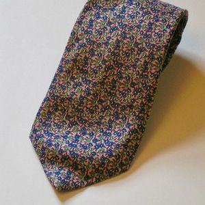 MEN'S TIE FROM LAND'S END, PEACH/BLUE PRINT